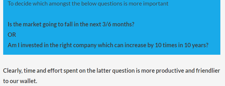 Decide the right question to ponder instead of worrying about market fall