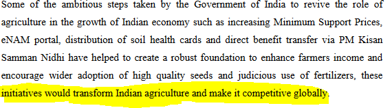 INDIAN AGRI  : EFFORT TO IMPROVE COMPETITIVENESS