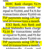 UPI payments being charged beyond 20 transactions/month