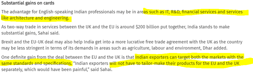 POST BREXIT : SUBSTANTIAL GAINS FOR INDIAN EXPORTERS