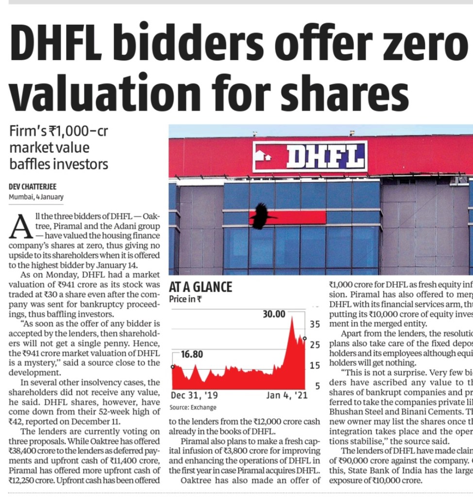 DHFL : ZERO VALUATION IN OFFERING