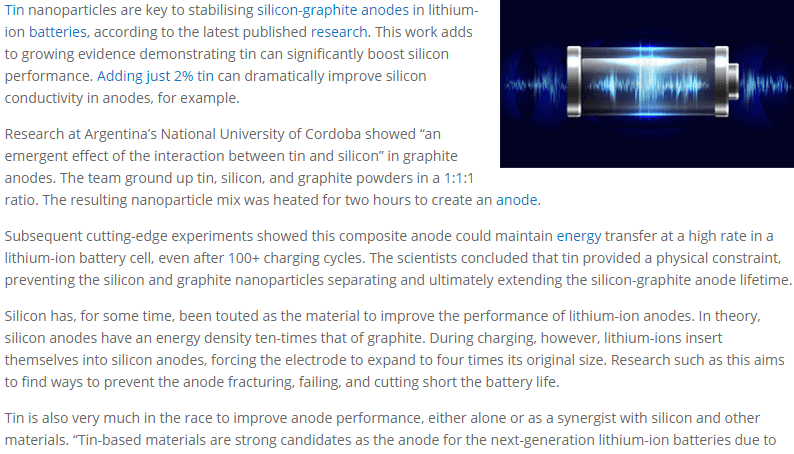 TIN AND LITHIUM ION BATTERIES