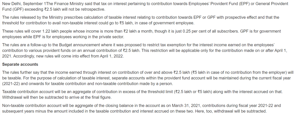 TAXABLE INTEREST ON EPF/GPF