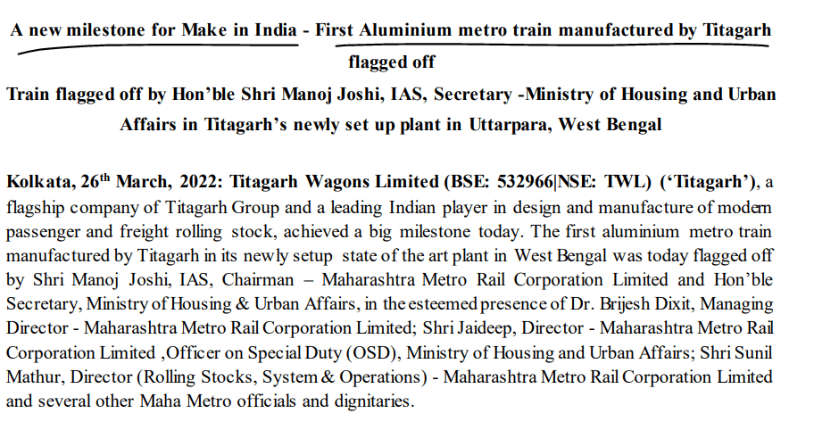 First Aluminium Metro train